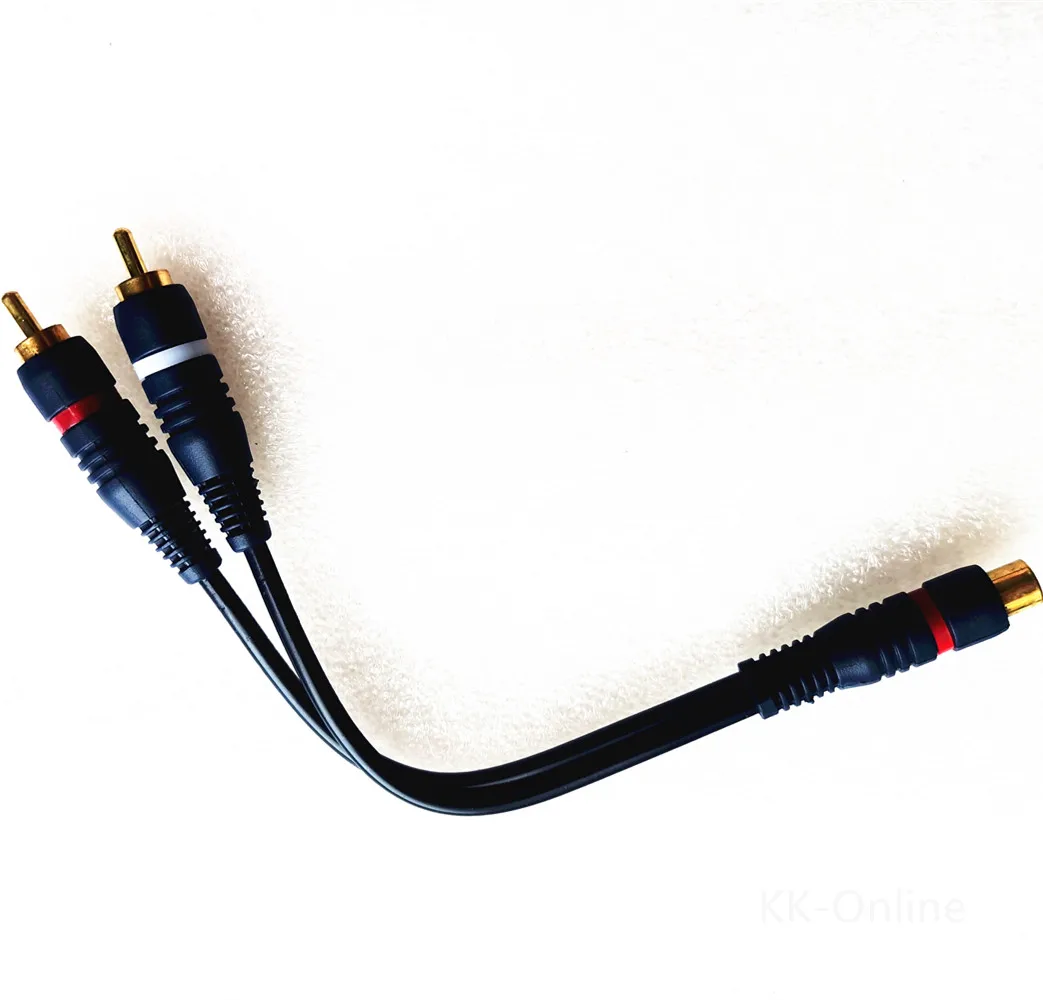 2 RCA إلى 1 RCA أنثى إلى ذكر إلى أنثى كابل مقسم الصوت موزع محول مكبر الصوت كابل ذهبي