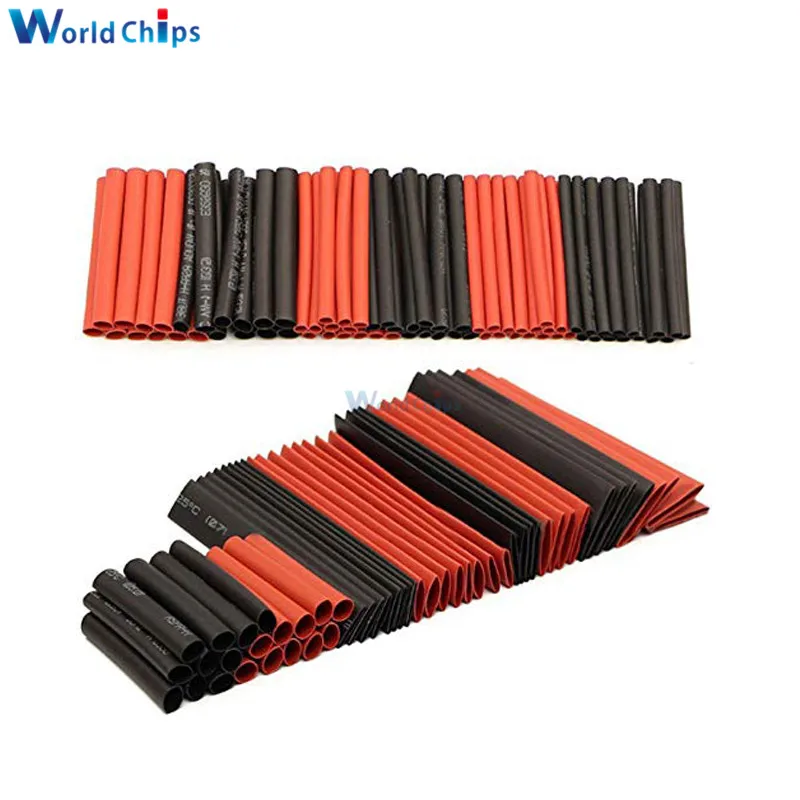 127Pcs Red Black Heat Shrink Tubing Polyolefin 2:1 Electrical Wrap Wire Cable Sleeves Insulation Shrinkable Tube Assortment Kit