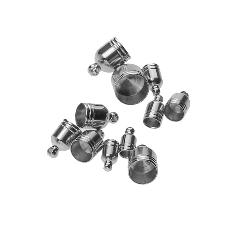 10pcs/lot Stainless Steel Clasps Hooks Cords End Caps Cord 4/5/6/7/8/10mm Jewelry Making Bracelet Necklace DIY Jewelry Findings