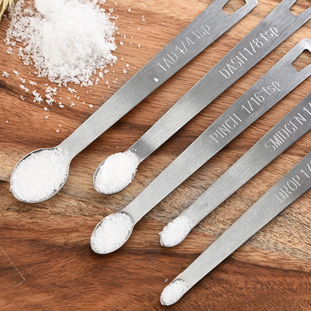 5Pcs/Set Mini Measuring Sauce Spoons Stainless Steel Seasoning Ingredients Spoon Baking Spoon Kitchen Mearure Tools Accessories