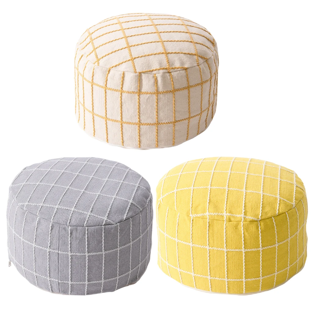 Unstuffed Ottoman Pouffe Cover Storage solution Large Cotton Linen Foot Rest Bean Bag Cubes for Living Room Kidsroom