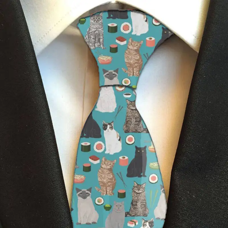 Cartoon Dog Sunflower Print Tie Casual Slim Wysokiej jakości 8cm Nylon Mężczyźni Kobiety Krawat Funnny Harajuku Impreza Kolacja Kobieta Mężczyźni Krawat