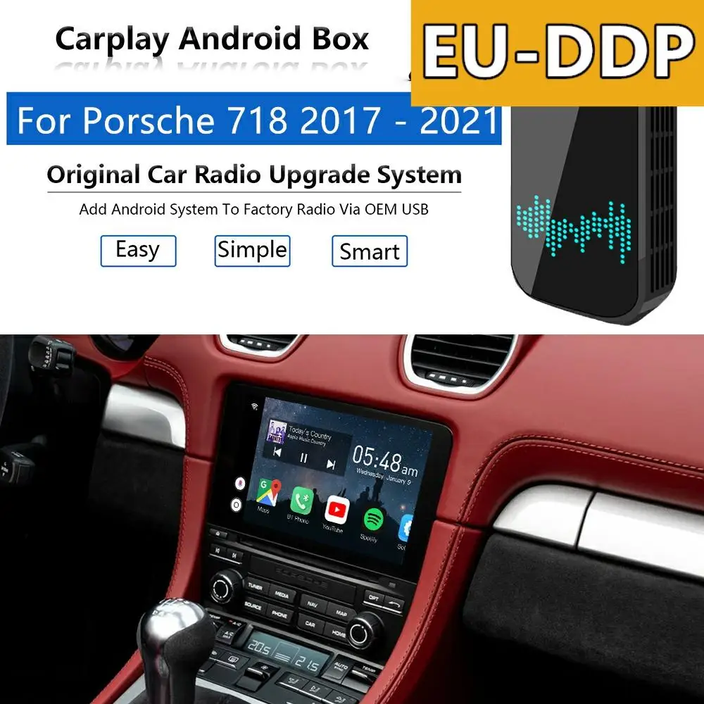 USB Carplay upgrade For Porsche 718 2018 - 2021 Radio Android Apple Wireless Car Multimedia Player Wifi Mirror Link Auto Audio