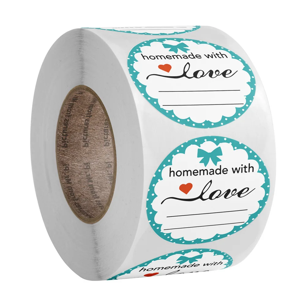 500pcs Handmade with Love Stickers Baking Label Wedding Sticker Party Label Decoration Envelope Seal Stationery Black Sticker