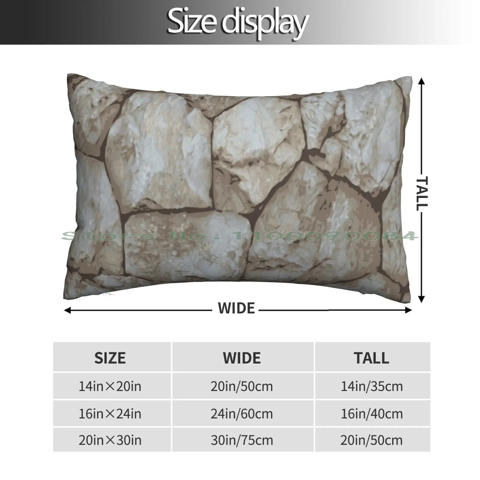 Rock Wall Texture Theme Design Boulders Pillow Case 20x30 50*75 Sofa Bedroom Optical Illusion Visual Illusion Physical Illusion