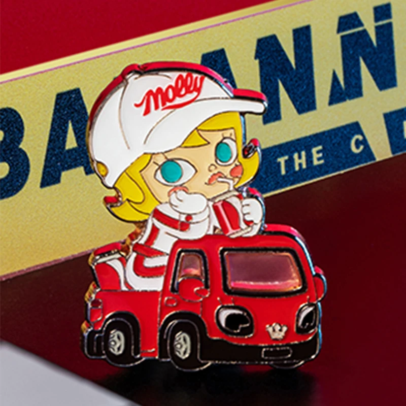 Pop mart molly carro série-blind box crachá expressando amor série caixa cega bonito ação kawaii brinquedo figuras