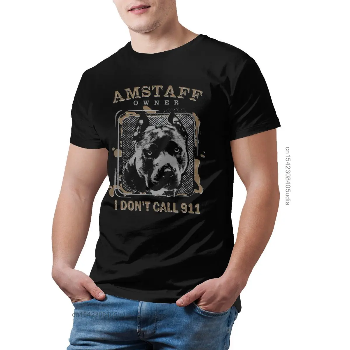 Amstaff Tshirts American Staffordshire Terrier T Shirt Men Cotton Tee Shirt Cute Graphic Short Sleeves Tshirt Camisas