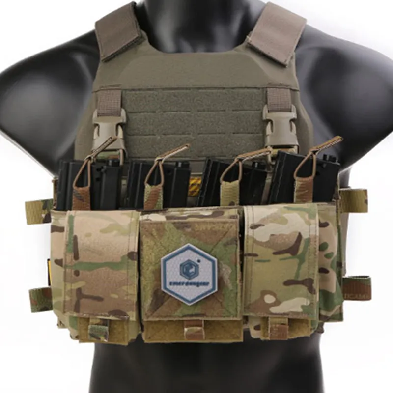 Emersongear MF Style Quad 5.56 Compatible Placard Magazine Bag Multicam Mag Pouch For Airsoft Tactical Chest Rig Vest