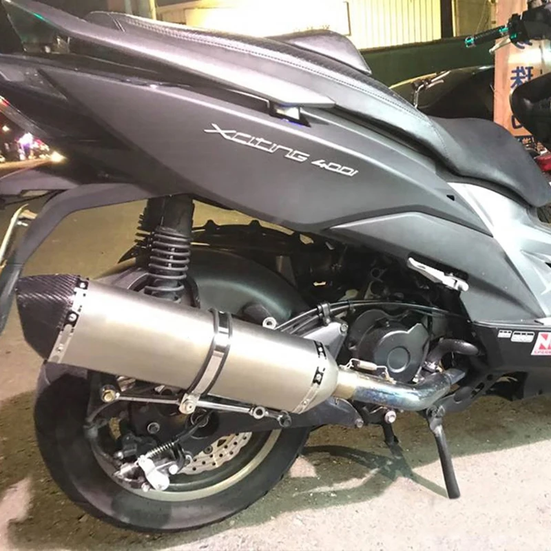 Slip for Kymco Xciting 400 Motorcycle Exhaust System Front Link Pipe Exhaust Tip Muffler Tail Pipe with DB Killer Silencer