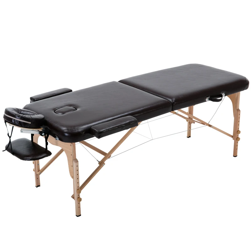 Massage Table Portable 2 Section Folding Couch Bed Lightweight Beauty Salon Tattoo Therapy Wooden Frame  70 cm