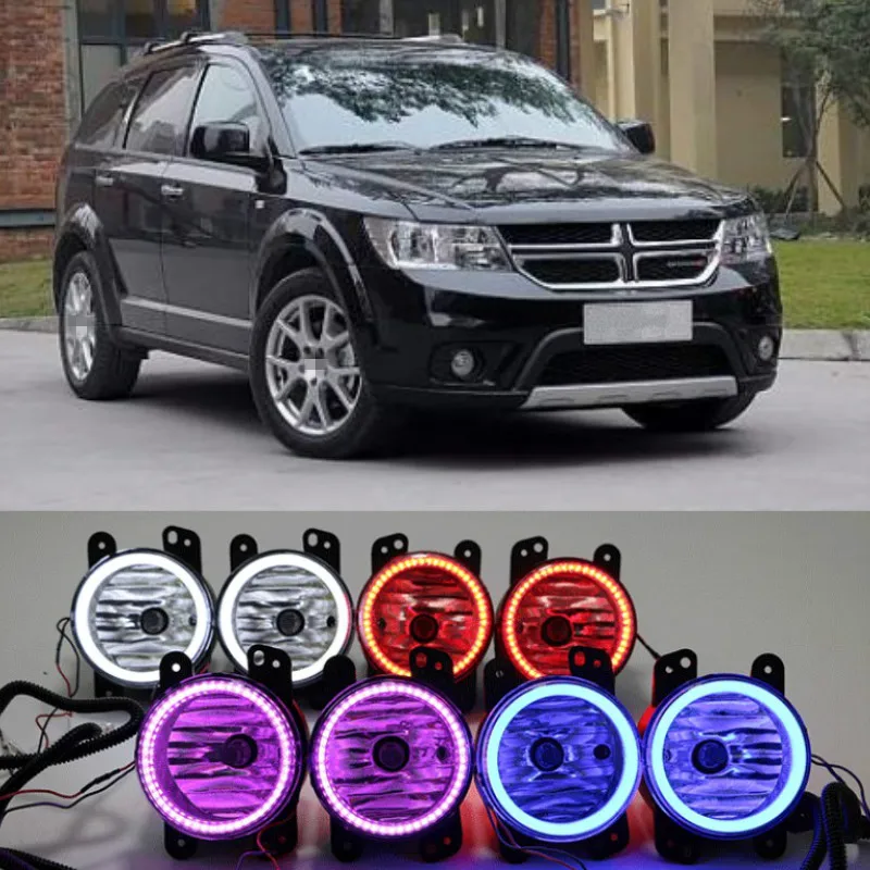 

2PCS For JEEP Wrangler Journey Car LED Fog Light Angel Eye Daytime Running Light White Red blue purple