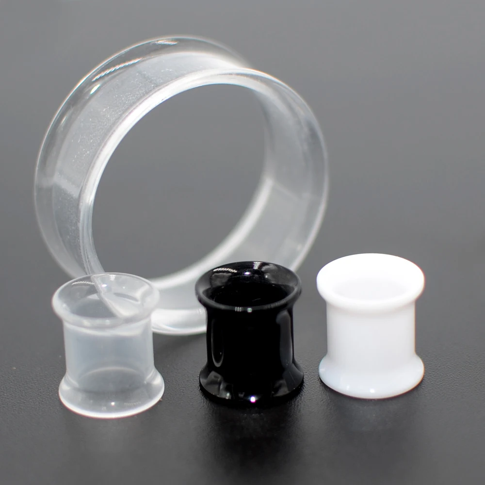 Pair Heart  Acrylic Solid Ear plug White&Black Earing Large Big Tunnel Size Stretcher Saddle Flesh Tunnel Expander 3-50mm