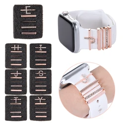 1PC Metal Letter Charms Decorative Ring for Apple Watch Band Diamond Ornament Smart Watch Strap Accessories for iwatch Bracelet