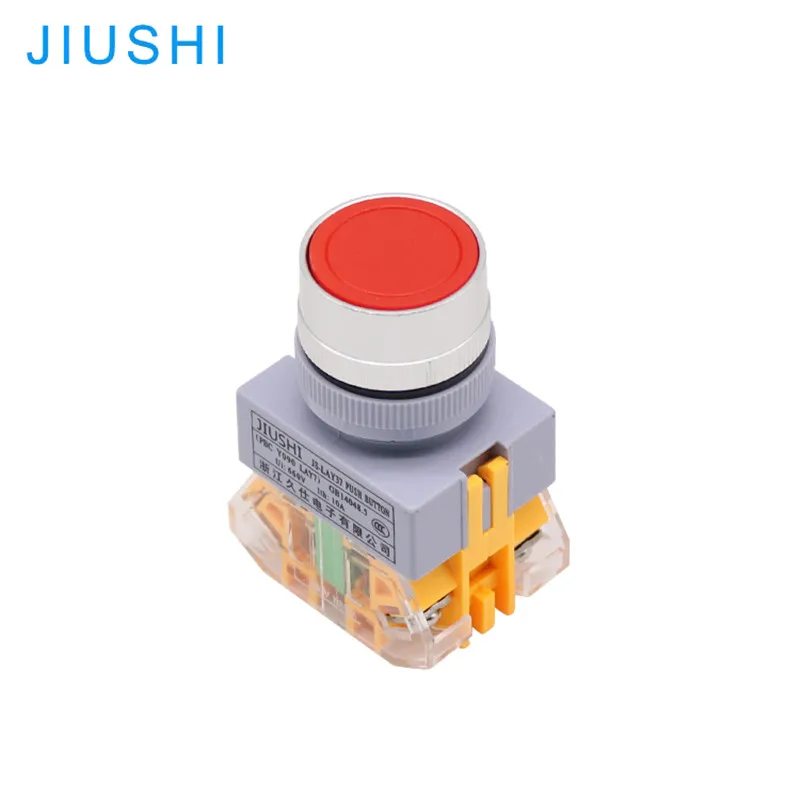 JIUSHI LAY37-11BNZS latching pushbutton Y090 switch flat head 22mm NO NC