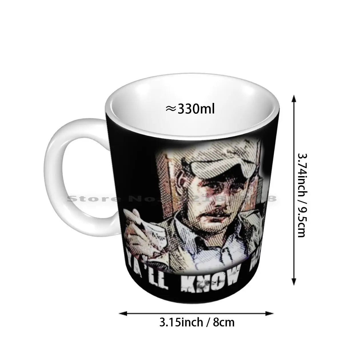 Quint-Jaws Ceramic Mugs Coffee Cups Milk Tea Mug Quint Jaws Yall Know Me Movies 80s Moviem Classic Creative Trending Vintage