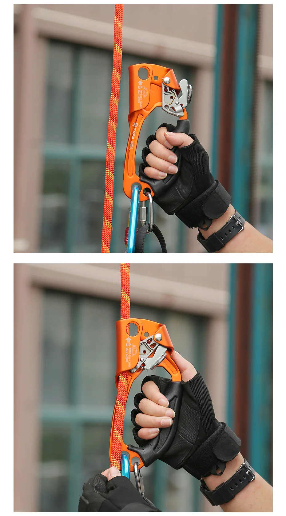 Outdoor Klettern SRT Hand Ascender Gerät Bergsteiger Griff Ascender Linke Hand Rechts Hand Klettern AusrüstungRope Werkzeuge – Detail 5