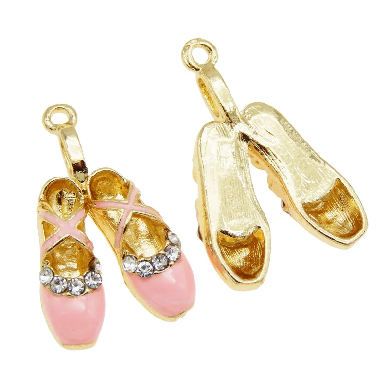 3pcs Enamel Dancer pendant Rhinestone Jewelry Making DIY Handmade Ballet Shoes Charms For Bracelet Earrings Necklace Gift DIY