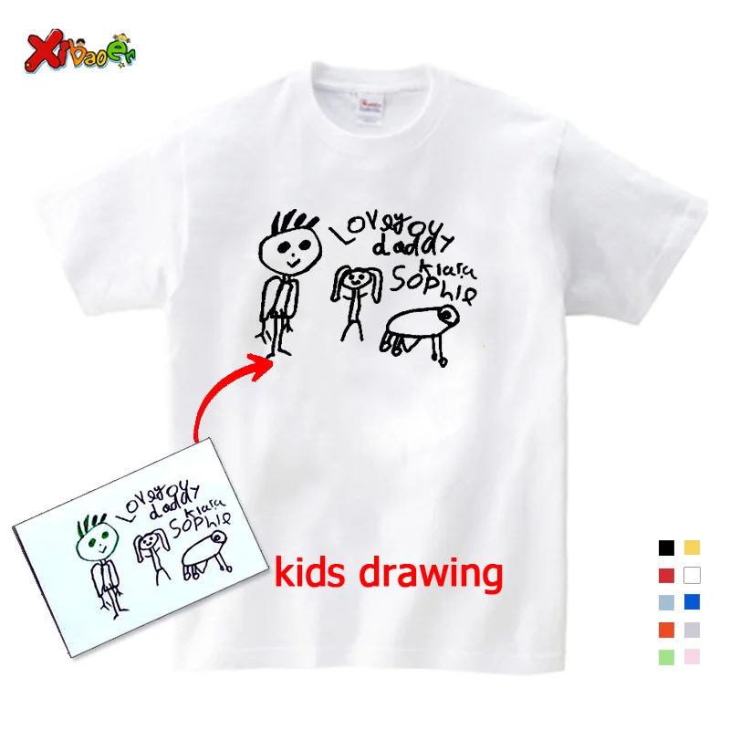 Kids T Shirt Drawing Boys Artwork Shirt Custom Girls T-shirt Picture Personalised T-Shirt Custom Design Your Own Printed T Shirt