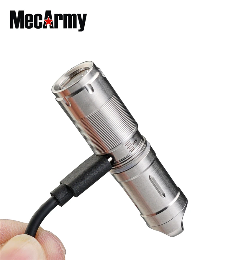 MecArmy X2S Keychain Flashlight CREE XP-G2 LED 130LM Micro USB charging Stainless steel mini torch light built-in 10180 battery