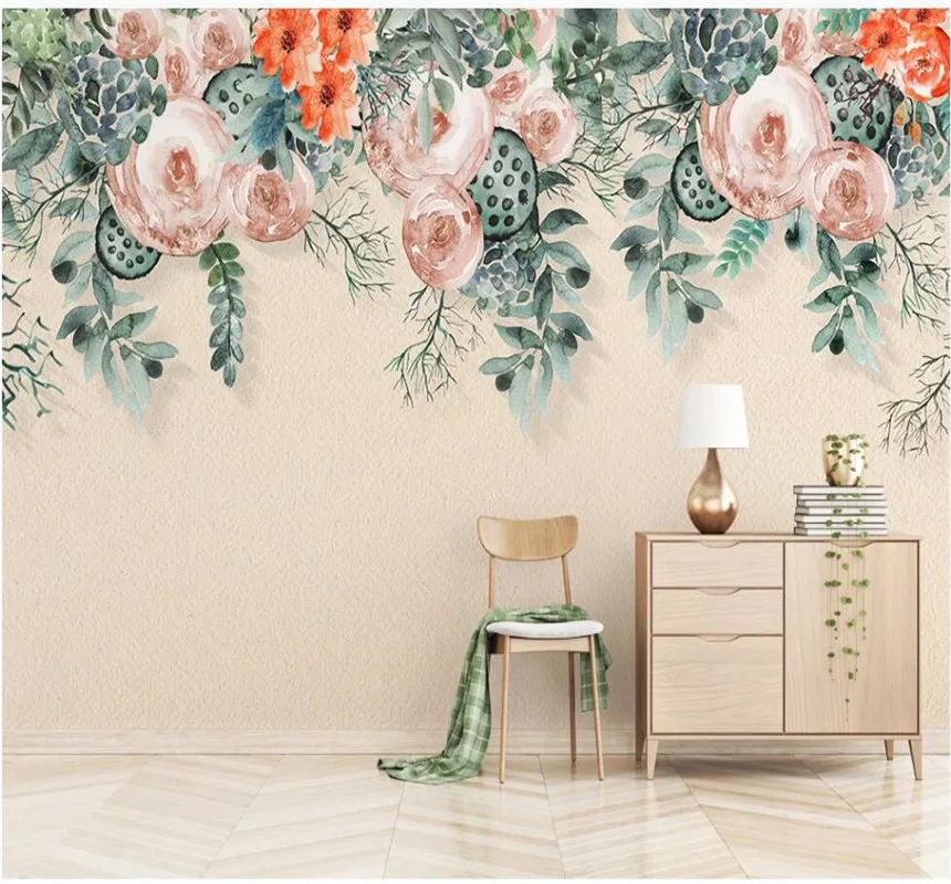 Xuesu American hand painted rose flower vine modern background wall wallpaper custom 8D waterproof wall cloth