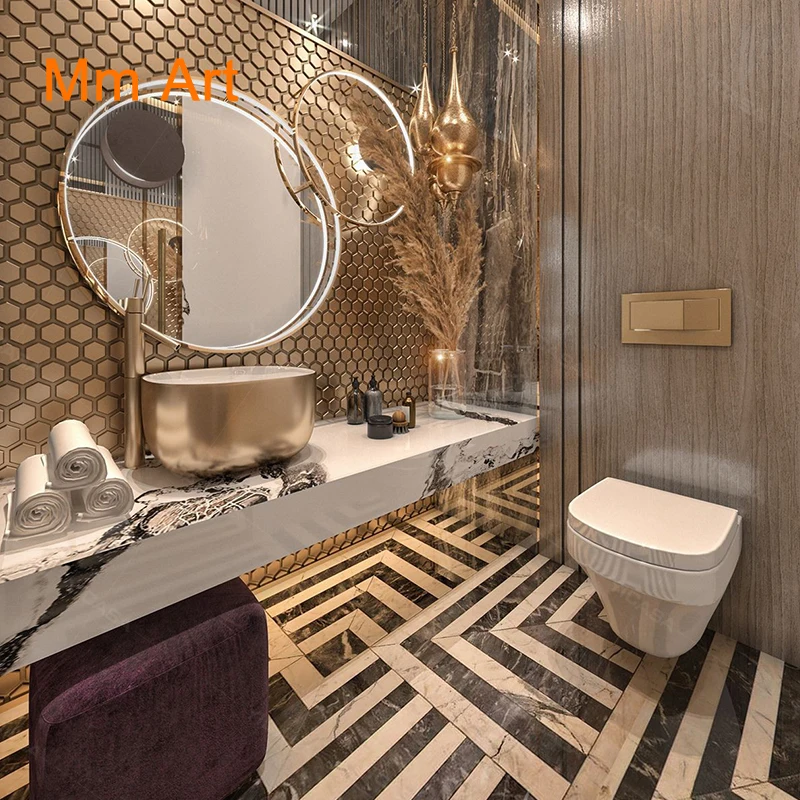 High end luxury style bathroom vanity for hotel project marble design bathroom washbasin vanity