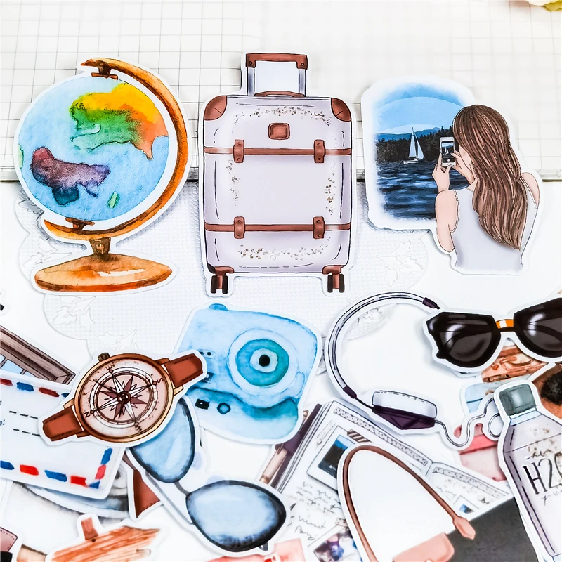 24pcs Cute Globe Airplane Travel Journey Stickers Diy Scrapbooking Photo Album Decoration Label For Diary Book Planner