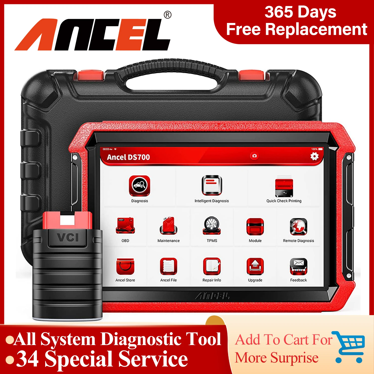 

ANCEL DS700 OBD2 Diagnostic Tool All System Scanner ABS Injector IMMO SRS Airbag DPF Reset ECU Coding Automotive Scan Tools