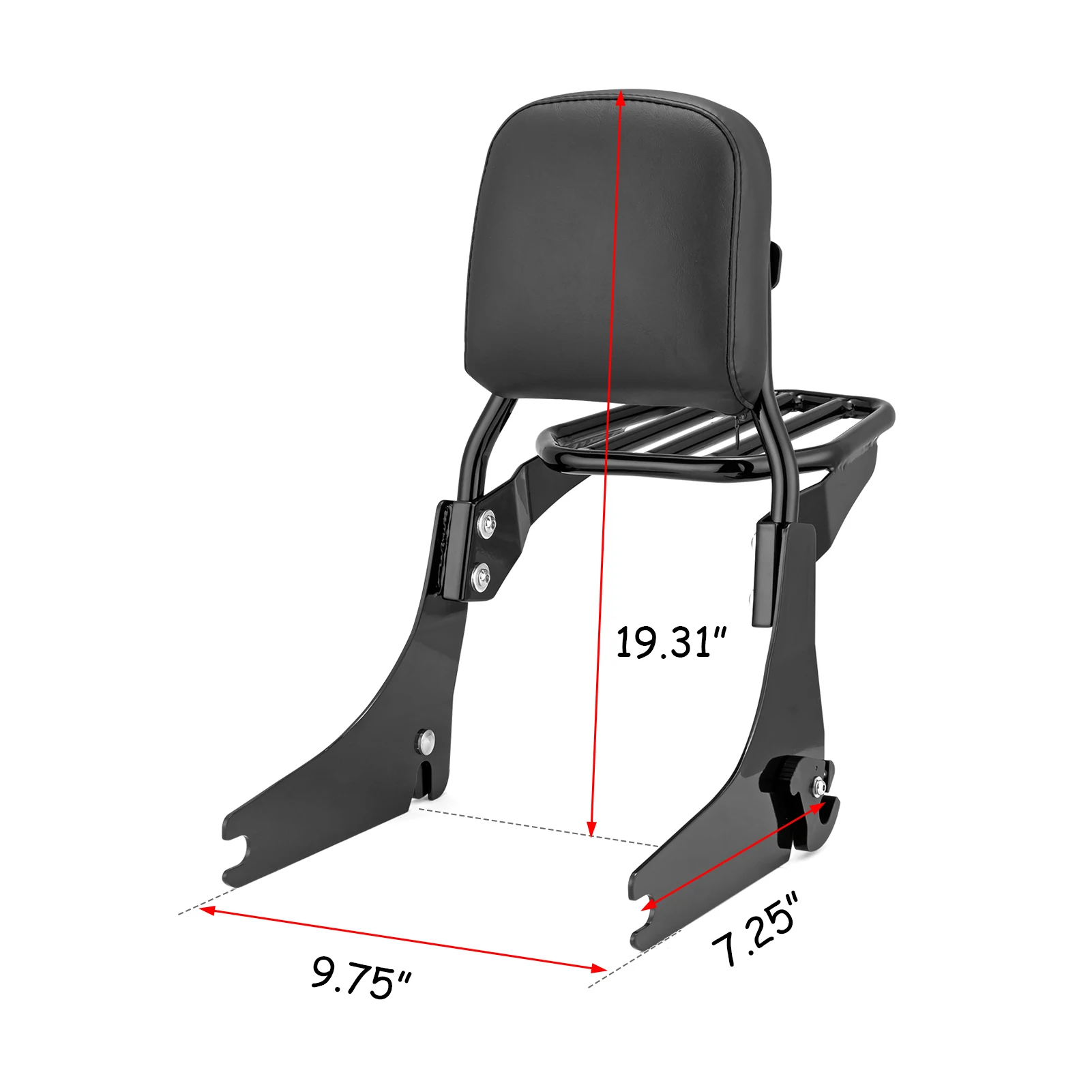 Passenger Backrest Sissy Bar + Luggage Steel With Powder Coated Black Standard Height For Harley 2012-2016 Dyna Switchback FLD