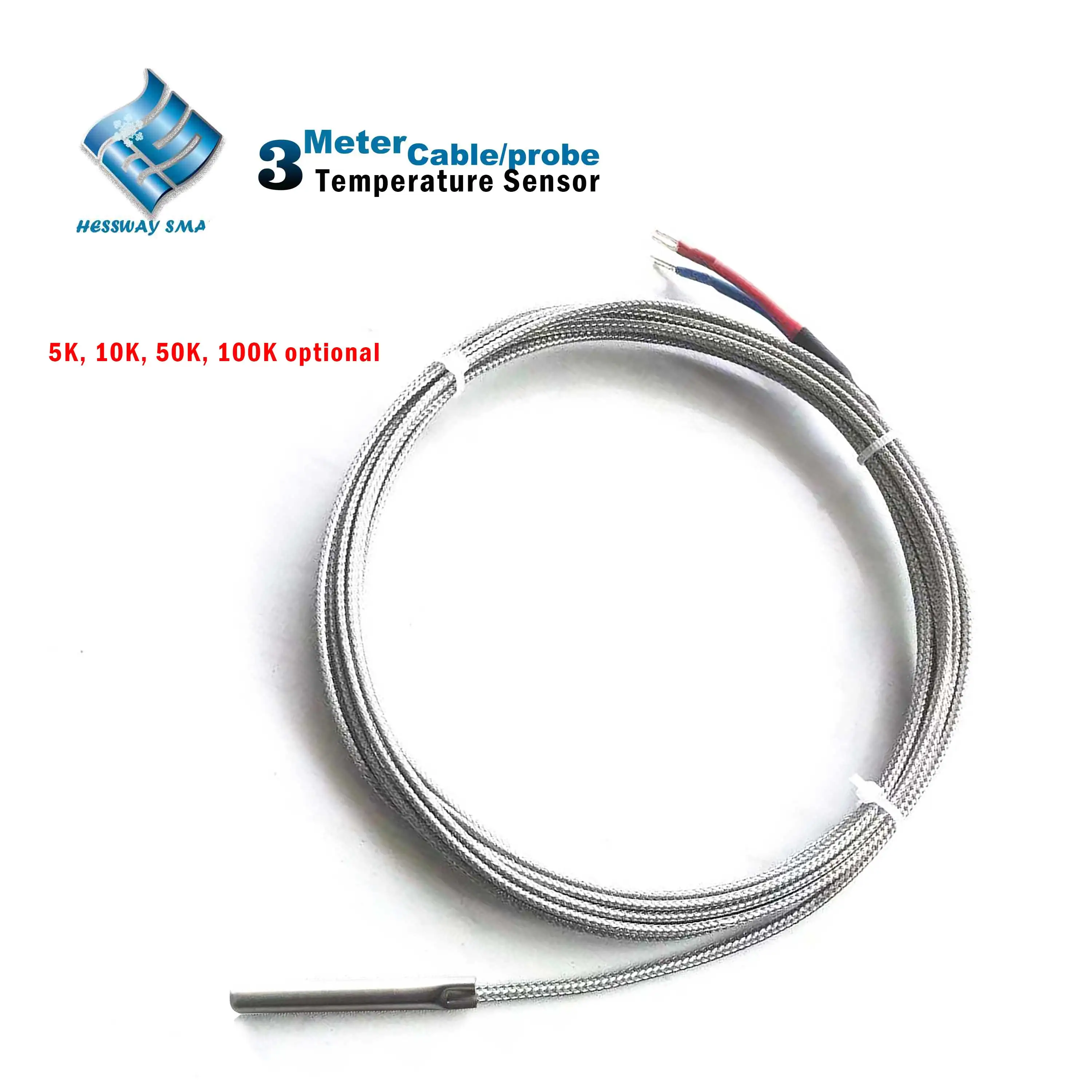 MF52A1 B3950 5K 10K 50K 100k Ohm NTC 3950 Thermistors for Temperature Probe Cable Cord Sensor 3M High Temp Glass Fiber Material