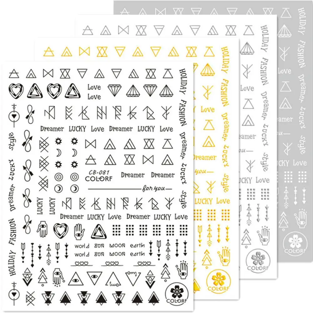 

Newest Geometry Design 3D Self Adhesive Back Glue DIY Decal Decoration Tips Nail Stickers CB 81