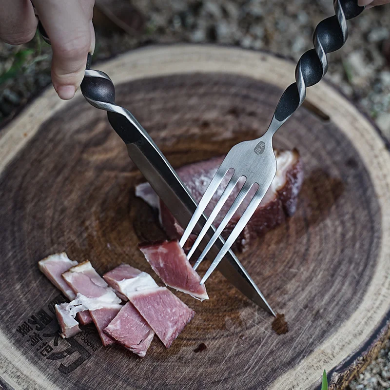 HX Outdoors-Conjuntos de Louça de Jantar em Aço Inoxidável, Garfos, Faca e Colher, 440C, 3Pcs Set