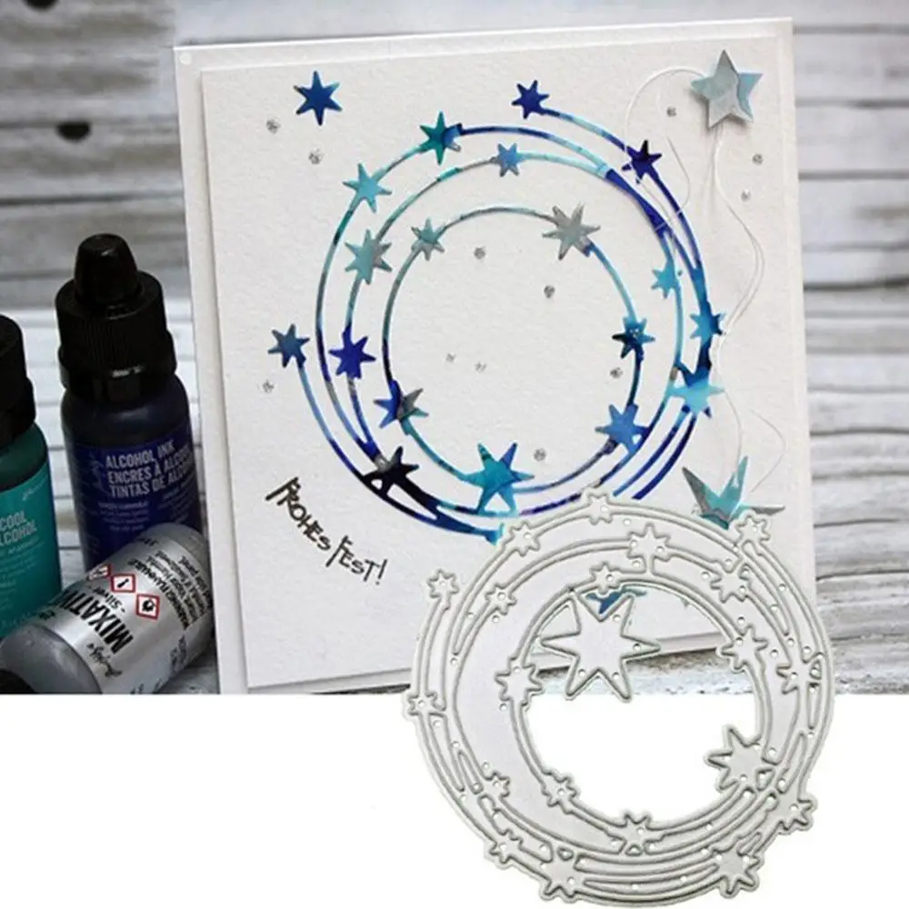 Fustelle per il taglio dei metalli per Scrapbooking fai da te 3D Spotty Line Circle Nesting Frame Album decorativo goffratura artigianale fustelle tagliate