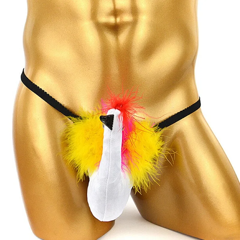 Funny Big Bird Penis Pouch Thongs Men Erotic Lingerie Breathable Sexy G-string Nightclub Stage Underwear T-back Tanga For Party