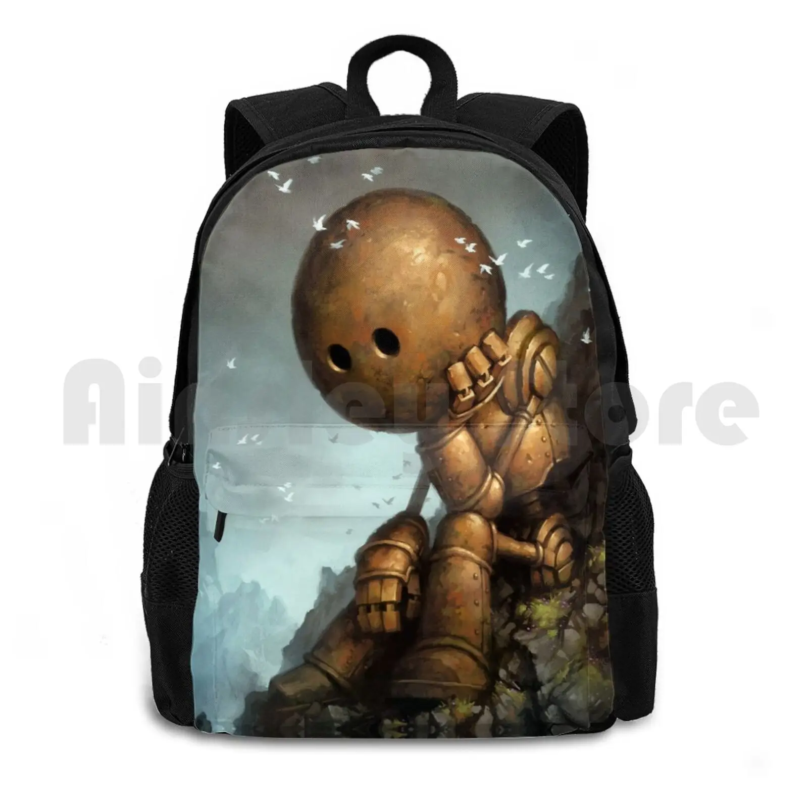 Introversion Outdoor Hiking Backpack Waterproof Camping Travel Robot Robots Matt Dixon Sad Rusty Introversion Humour Funny Cute