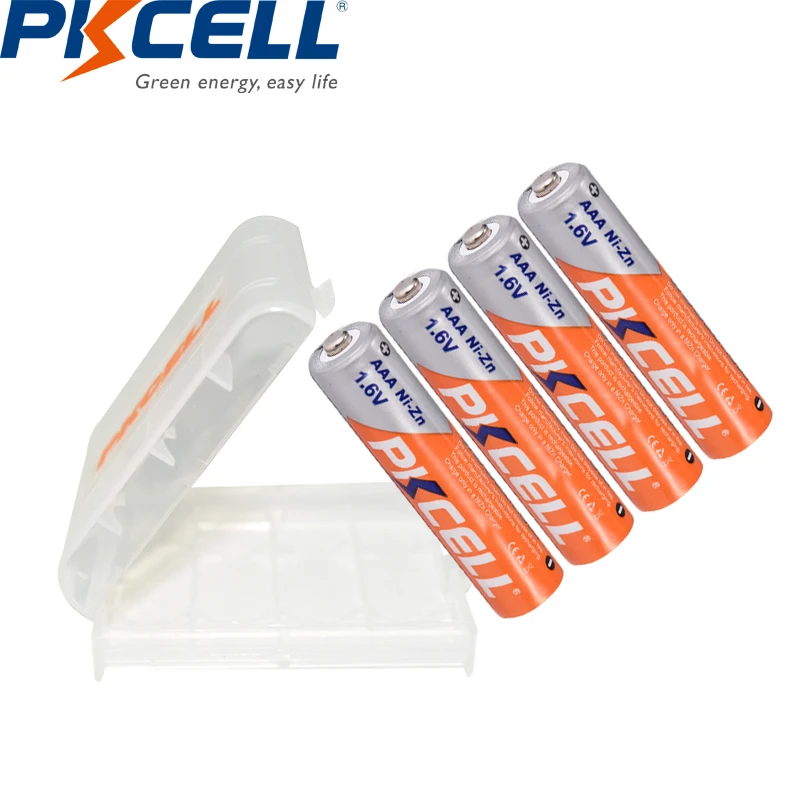 PKCELL 4 قطعة بطاريات AA 2500MWH + 4 قطعة 900MWH 1.6 فولت نيزن AAA بطارية قابلة للشحن NI-ZN Batterias مع 2 صندوق حامل البطارية