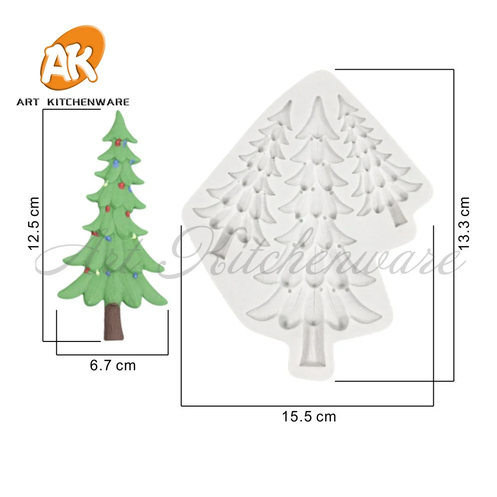 Christmas Tree Kitchenware Tools 3D Silicone Fondant Mold for Cake Decorating Baby Tool Silicone Soap Mold Cupcake Decorations