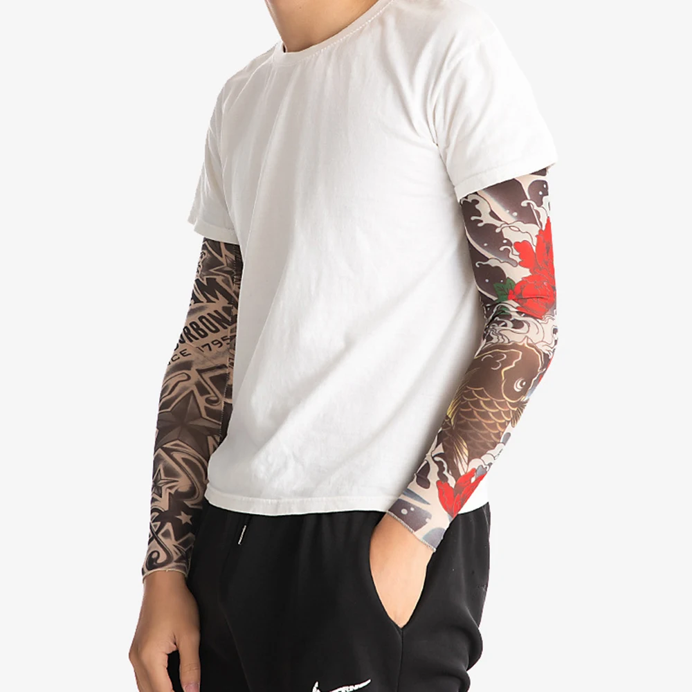 1Pc Sportswear New Summer Cooling Basketball Outdoor Sport Sun Protection Flower Arm Sleeves Tattoo Arm Sleeves Arm Cover