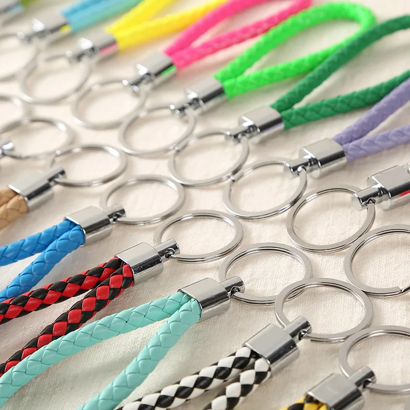 Handwork Weave Leather Keychain Cute Baubles Accessories For Bags Keychain Ring Multicolor Simple Car Keychain  YS-314