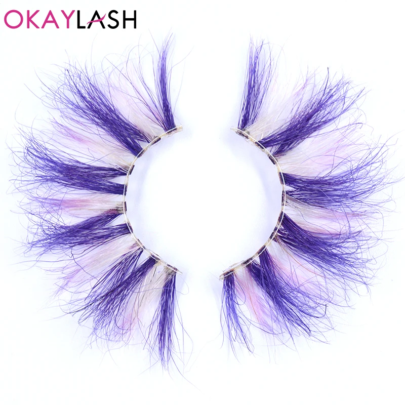 OKAYLASH 25mm Super Long Blue, Green, Purple Colored Eyelashes for Performance, Dancing, Musical comedy, Drag show Fake Lahses