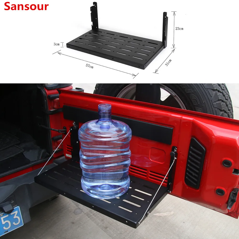 

Metal Tailgate Table Rear Door Cargo Luggage Carrier Foldable Shelf Storage Rack for Jeep Wrangler JK 2007-2017