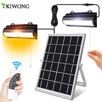 Upgraded Double Head Solar Pendant Light Motion Sensor IP65 Waterproof Outdoor LED Shed Light with Dimmable Remote Control Cord