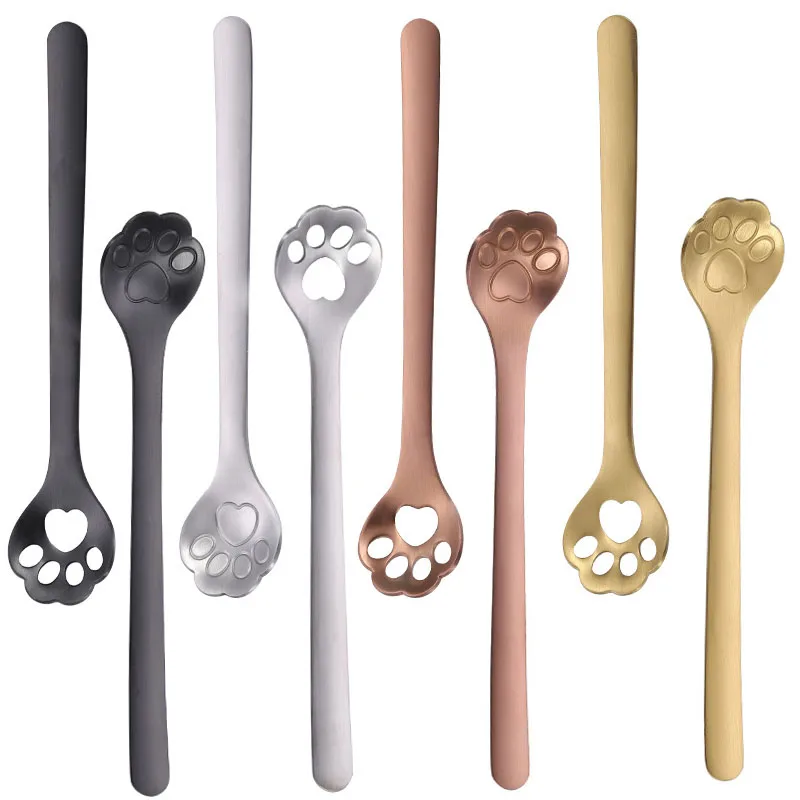 

2Pcs Cat Paw Shaped Stainless Steel Spoons Coffee Stirring Teaspoons for Mixing Drinks Sugar Cake Dessert Ice Cream