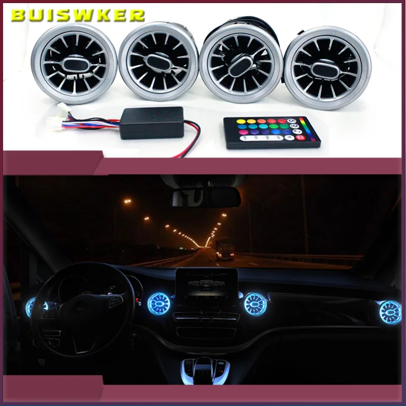 LED Air Outlet 64 Colors For Mercedes Benz V Class W447 Vito V250 Interior Front Console Air Condition AC Vent Turbo Style