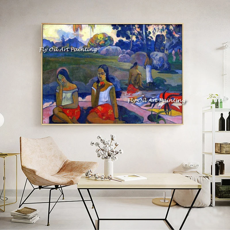 

100% Hand Painted Modern Paul Gauguin Women Portrait Outside Abstract Handmade Oil Painting Wall Art Painting for Room Decor