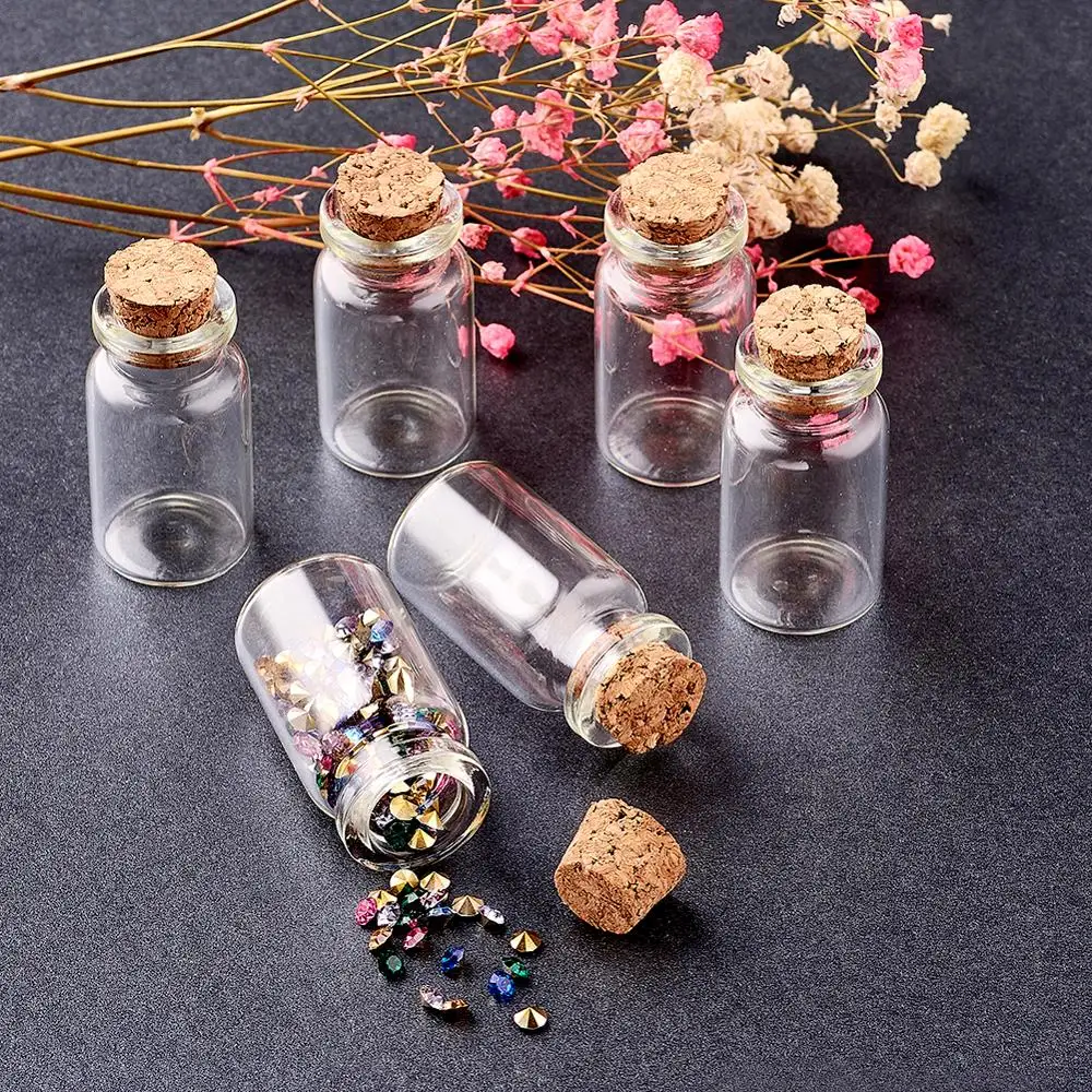 20pcs Tiny Glass Jar Bead Containers Empty Clear Wishing Bottles Vials with Tampions for Seed Beads Storage 16x28mm