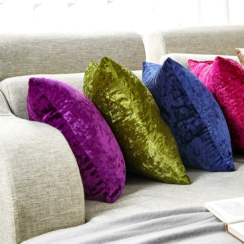 Crushed Velvet Decorative Pillows Soft Pillow cover for Sofa Living Room 45x45 Shiny Beige Decorative Kussenhoes Home Decor