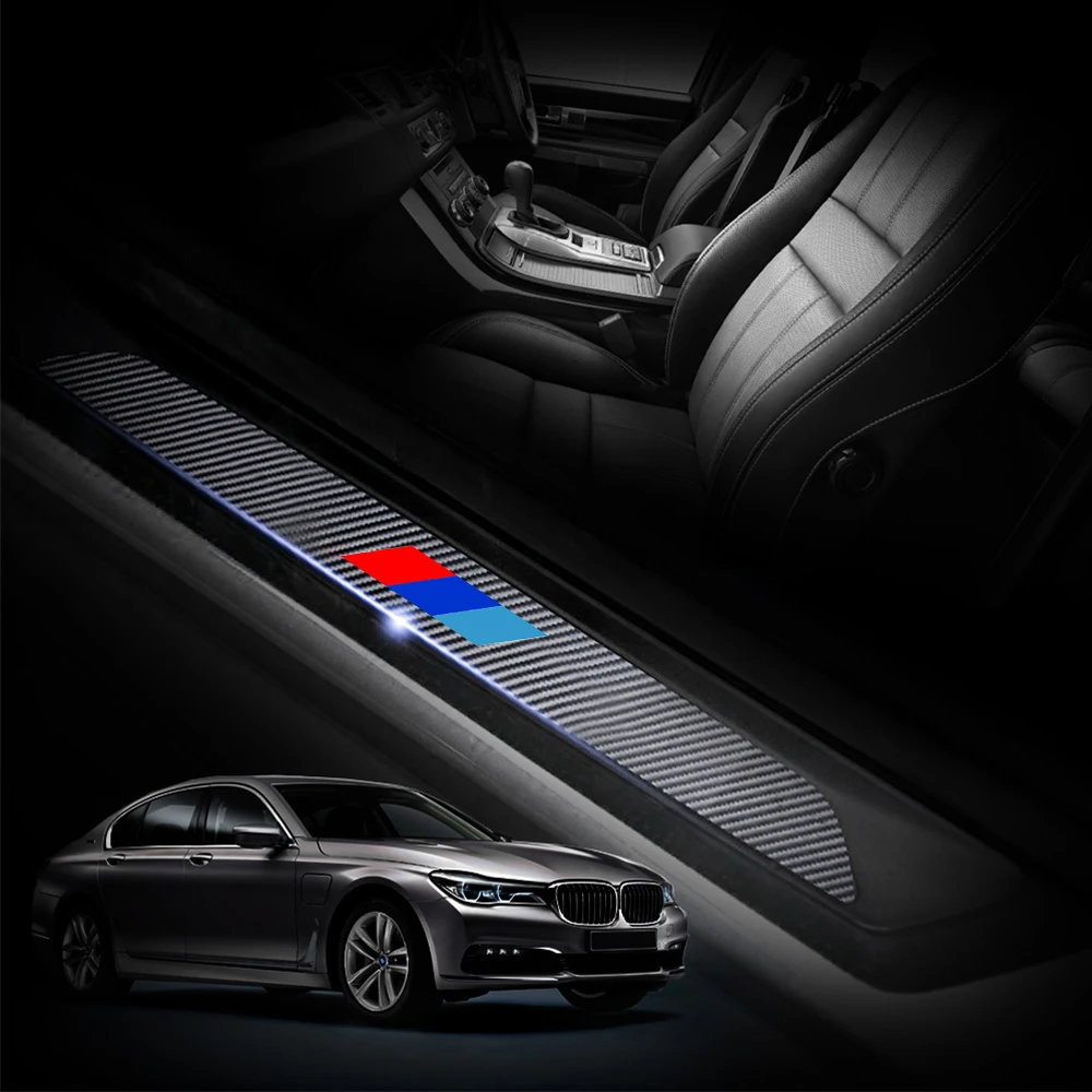 4Pcs Carbon Fiber Car Door Sill Scuff Plate Door Sill Cover Stickers For BMW X5 F15 2014 2015 2016 4D M Car Styling Auto Part