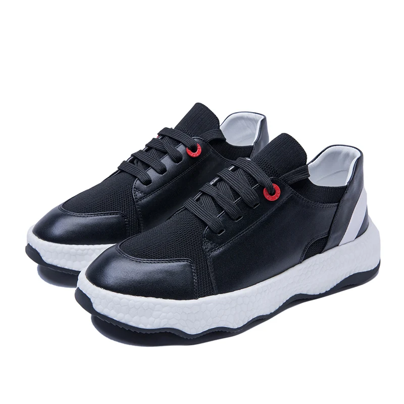 OPP Men's Shoes Cow Leather Flats Fashion Shoes Genuine Leather Lace-up Sports Shoes Men's Casual Footwear Sneakers