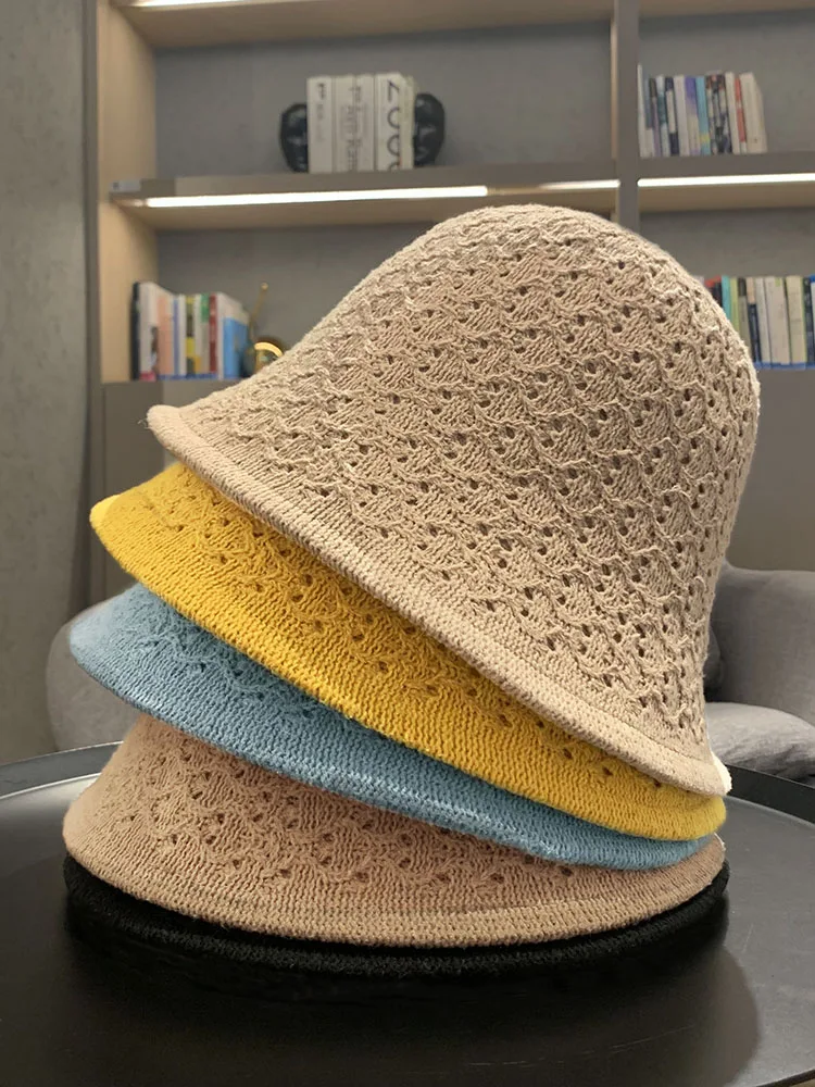 Spring and Autumn Double-sided Can Wear Bucket Hats Ladies Korean Fashion All-match Pot Hat Japanese Woolen Knitted Pot Caps