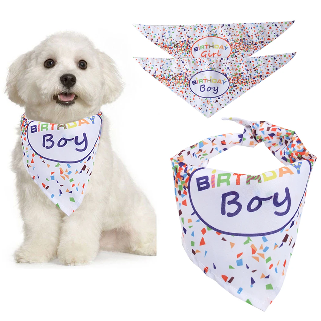 Pet Bandana Confetti Letter Print Dog Bandana Bib Pet Bib For Dog Cats Birthday Pet Dress Up Clothing Accessories Boy Girl